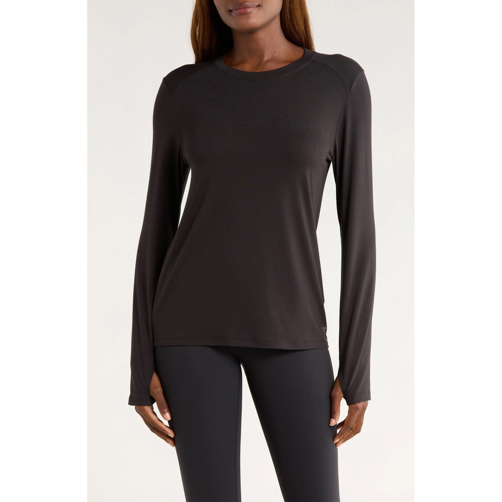 Free Fly Womens Bamboo Long Sleeve Top Brown Thumbhole Shirt Large